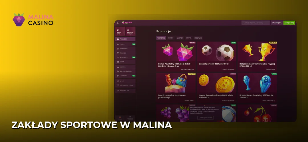 Zrzut ekranu strony Malina